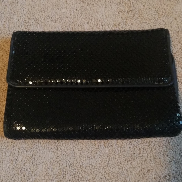 Whiting & Davis Handbags - Vintage Whiting & Davis Black Metal Mesh Clutch Bag